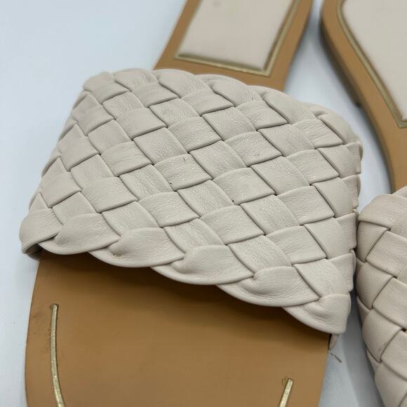 Tahari Slides 8.5 Woven Braided Strap Sandals Cream Beige Flat Slip‑On Minimal - Picture 3 of 12
